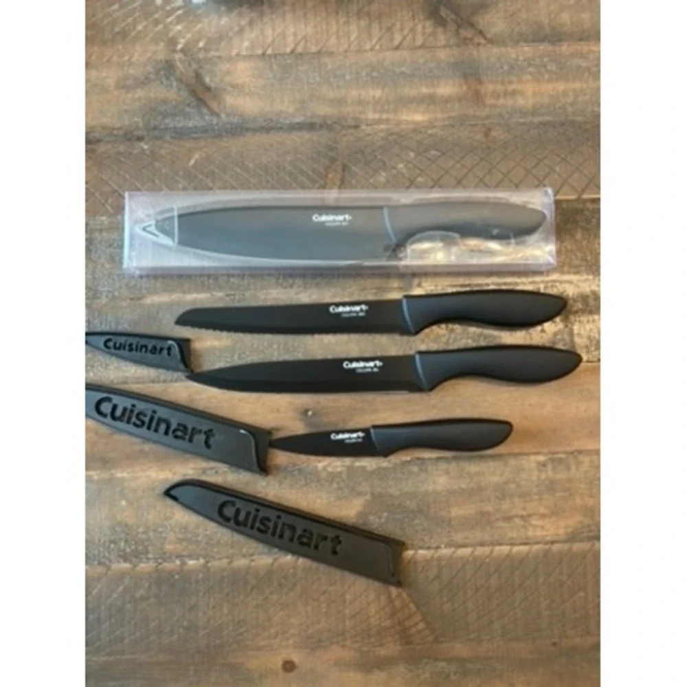 NEW Cuisinart Advantage Knifes Black 4pc Stainless Steel Nonstick C5512PB Modern